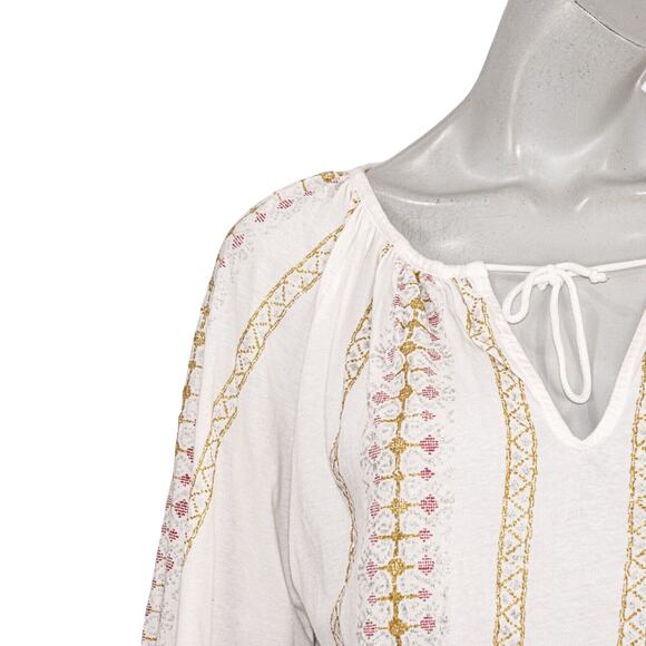Mes Demoiselles Paris Women's Boho Pullover Blouse golden embroidered stripe 40 - Picture 7 of 8